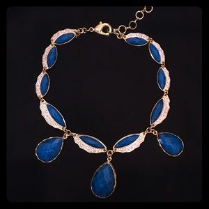 Blue and gold statement necklace
